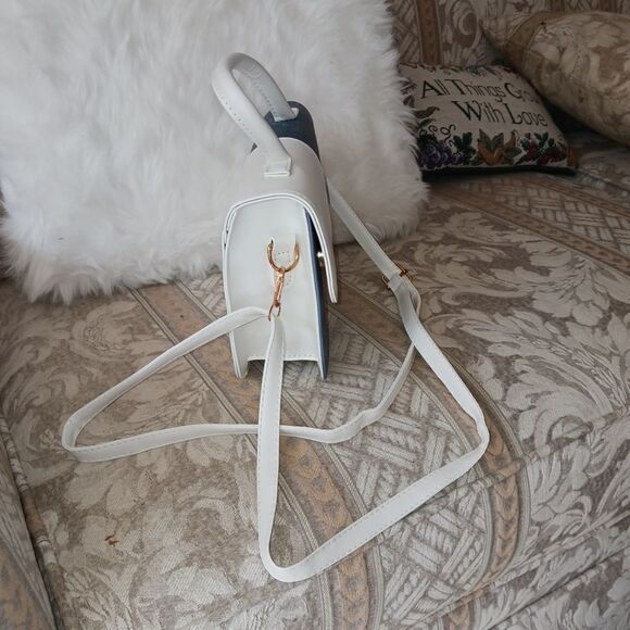 Two Tone Denim Shoulder Bag, Tote, Crossbody Bag, Purse, Handbag - Picture 6 of 8